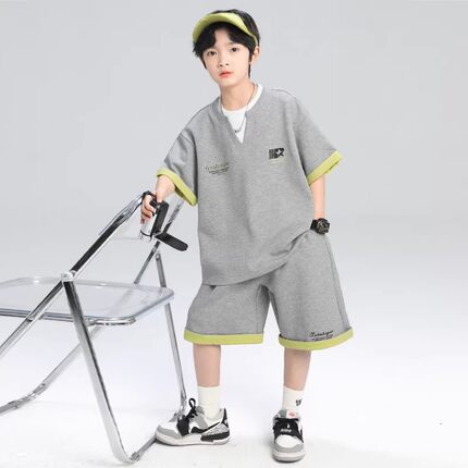 儿童夏装套装2026新款大童运动短袖男童衣服夏季男孩帅气炸街童装