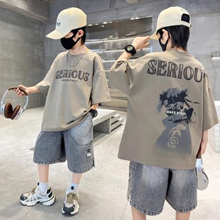 儿童男童夏装套装2026新款青少年夏款帅气男孩短袖短裤卡通夏季潮