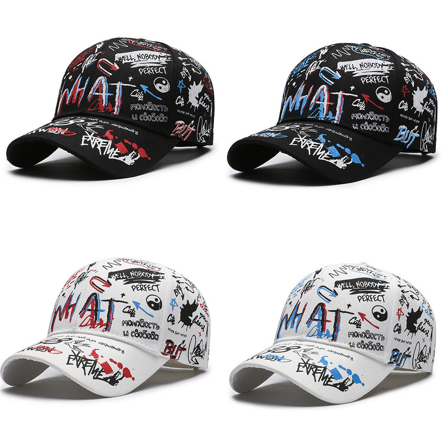 新款涂鸦刺绣棒球帽男女情侣防晒遮阳鸭舌帽韩版潮流休闲百搭帽