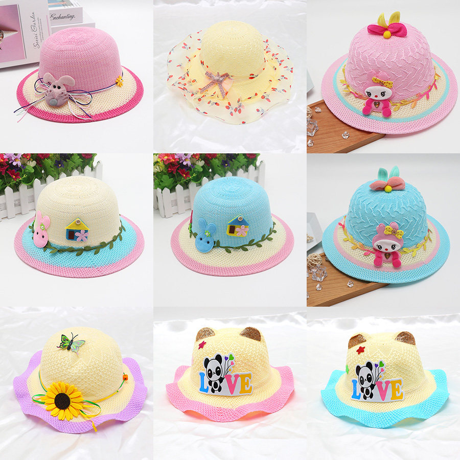 儿童草帽女宝宝帽子遮阳太阳帽凉帽夏季出游防晒小女孩公主帽发批