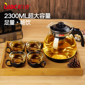 1600/2300ml 耐热玻璃茶壶超大容量花茶大号家用泡茶壶冷水凉水壶