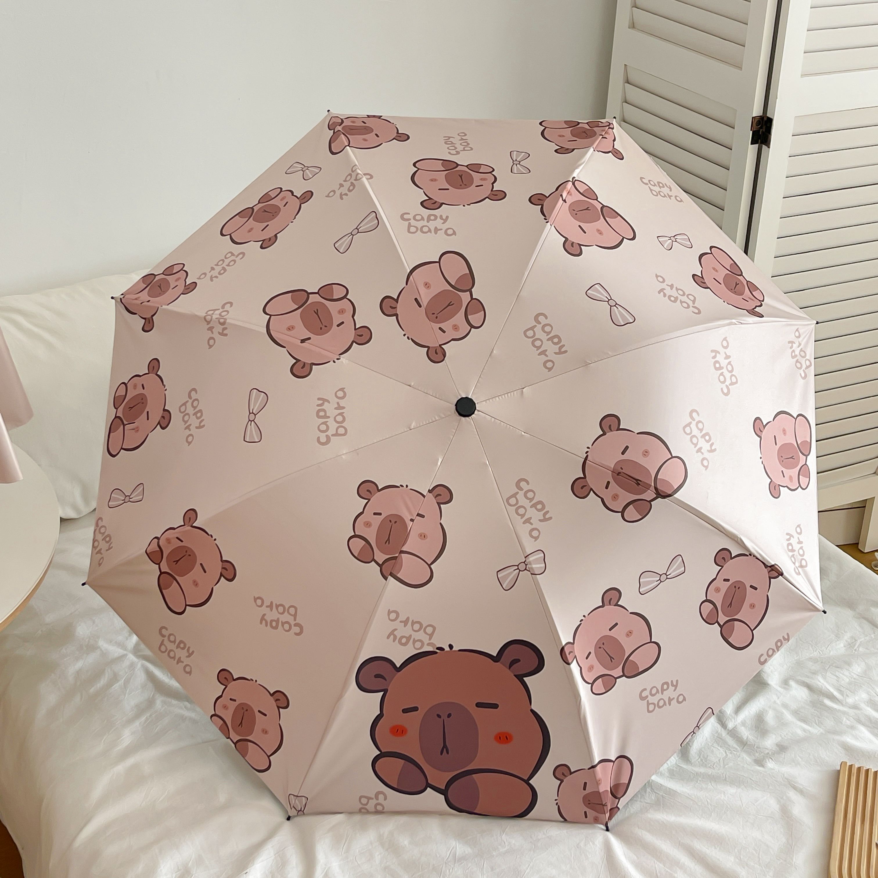 手动自动折叠黑胶防晒晴雨伞