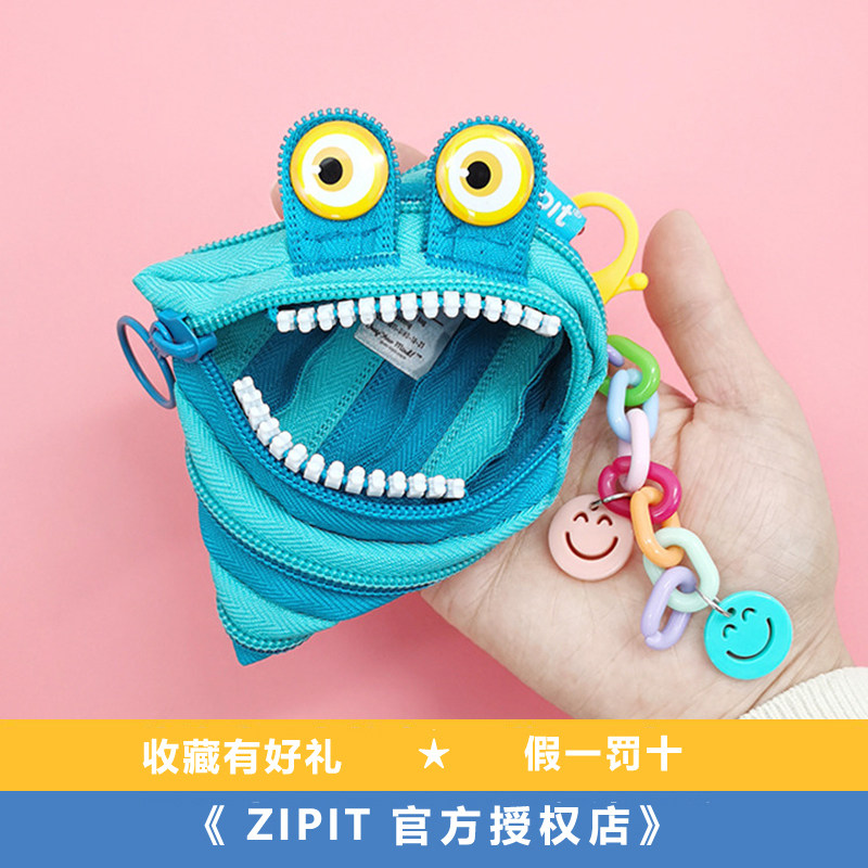 正品ZIPIT小毛球怪兽耳机包零钱袋公交卡口红钥匙收纳创意礼物