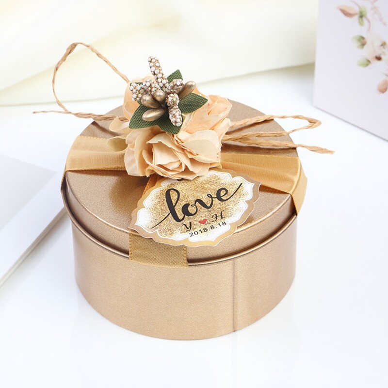 圆形喜糖盒子铁盒结婚欧式礼盒装婚礼糖果包装空盒高档创意伴手礼