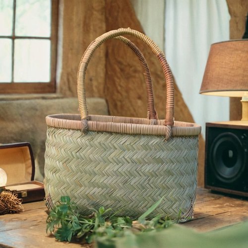 【纯手工编织】竹编买菜篮采摘篮