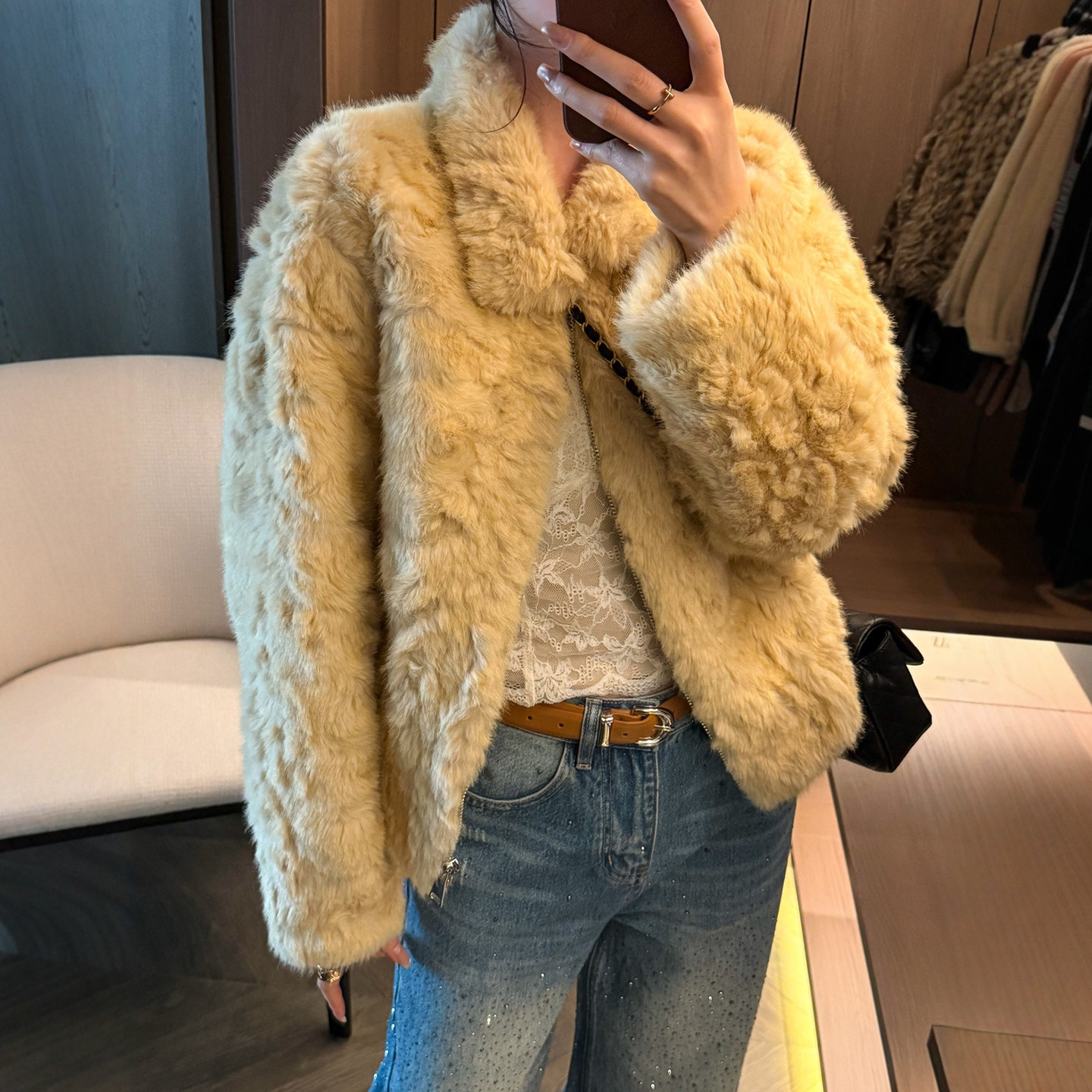 复古翻领羊羔毛外套女欧洲站外套