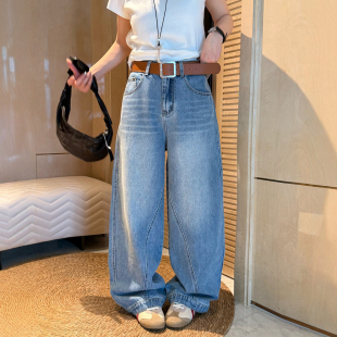 拖地裤 立体剪裁直筒阔腿牛仔裤 欧货女装 新款 子潮 女欧洲站2026春装