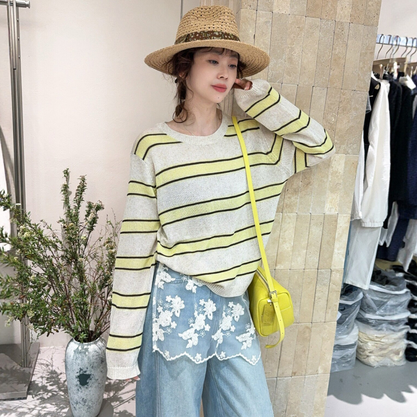 撞色条纹冰丝针织衫女欧洲站2026春装新款欧货女装时尚洋气上衣潮