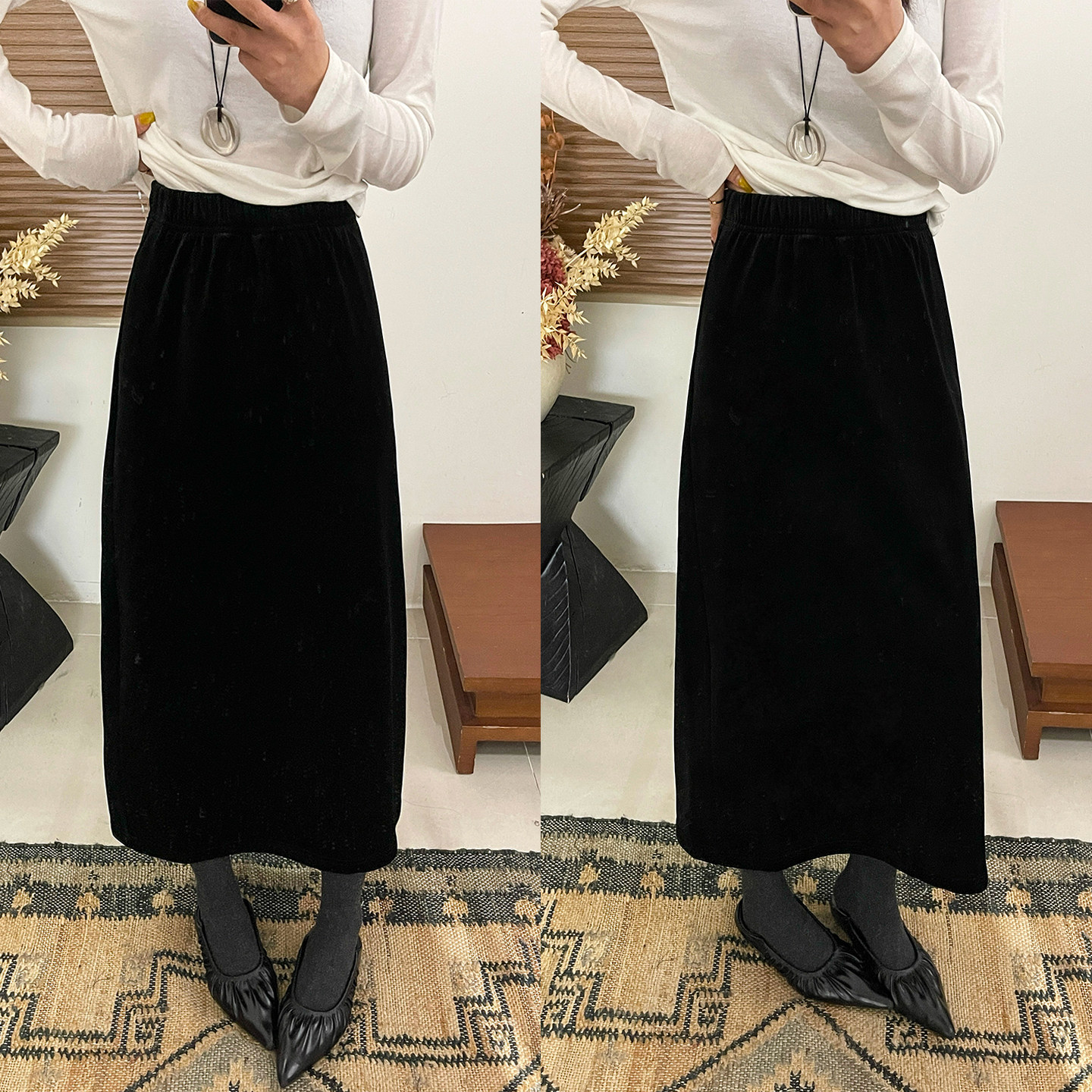 金丝绒加绒A字半身裙女欧洲站2025冬装新款欧货女装中长款裙子潮