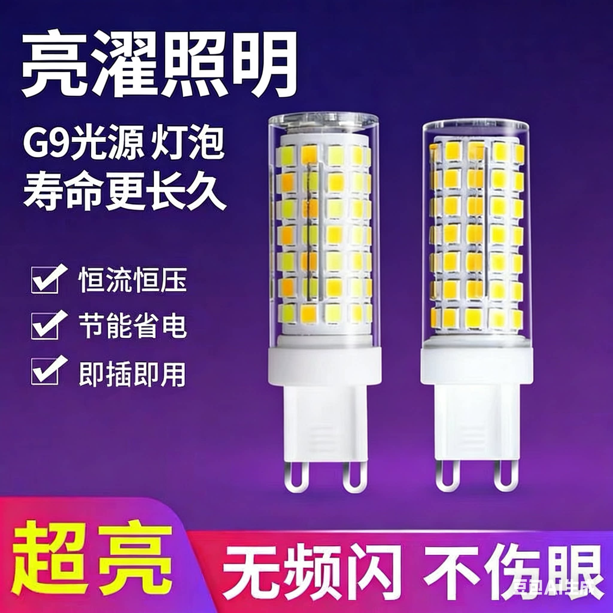 G9光源灯泡三色变光led节能灯珠超亮220v替换照明护眼插脚小灯泡