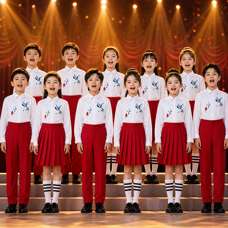 国庆节儿童演出服中国风小学生合唱团表演服幼儿诗歌朗诵比赛套装