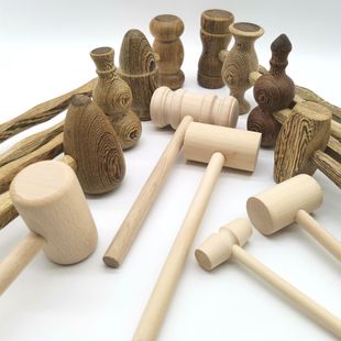 木质按摩锤子迷尔型木工锤实木小木锤儿童玩具平头diy手工小木槌