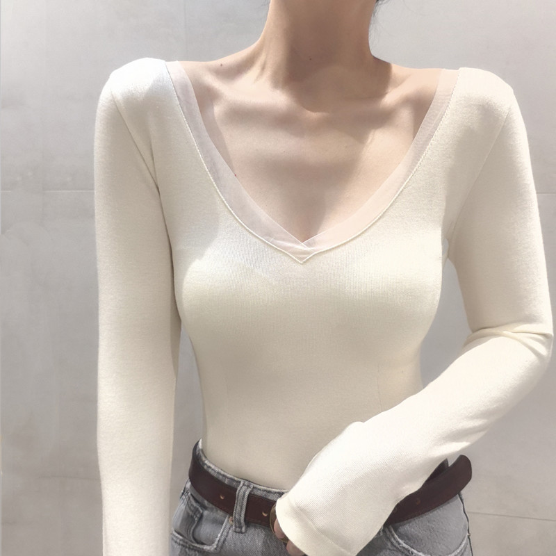 秋冬保暖内衣女薄款单件打底秋衣长袖高级上衣百搭紧身可外穿春秋
