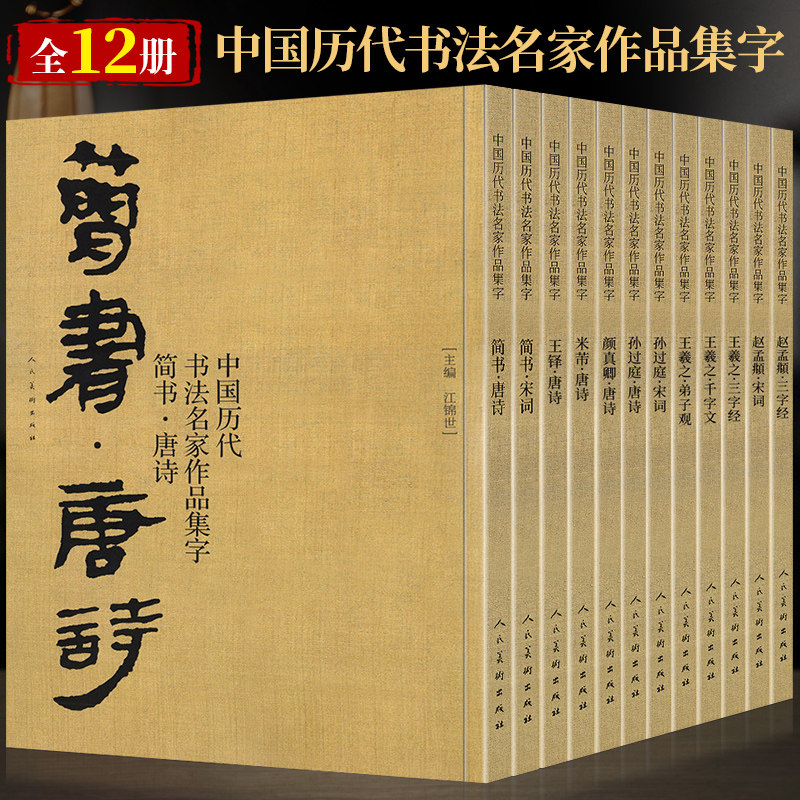 全12册 中国历代书法名家作品集字 米芾王羲之孙过庭赵孟頫王铎唐诗宋词三字经弟子规千字文简书楷书行书草书字帖临摹全集高清放大