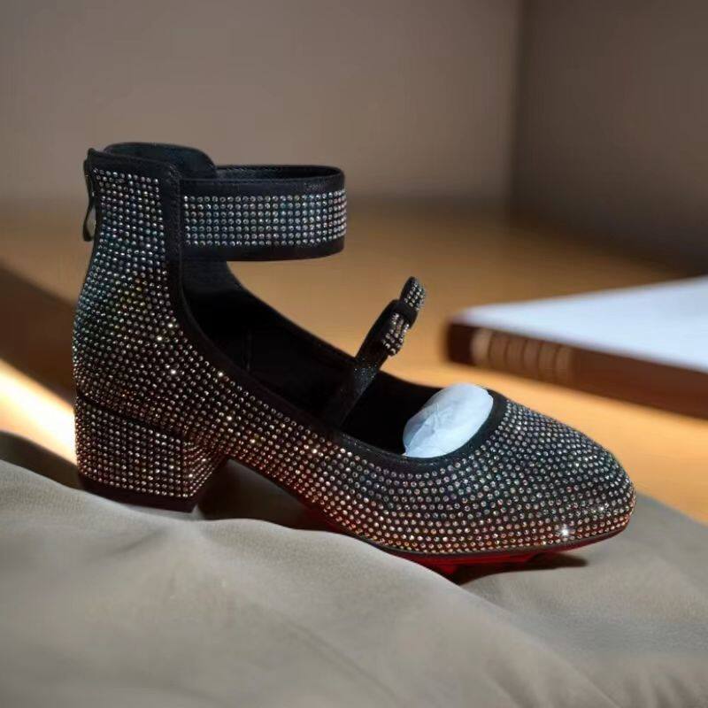 银色满钻粗跟高帮蝴蝶结水钻玛丽珍单鞋小码模特走秀比赛舞台表演,女鞋,玛丽珍鞋,淘宝优惠券,粉丝福利购,淘宝优惠卷