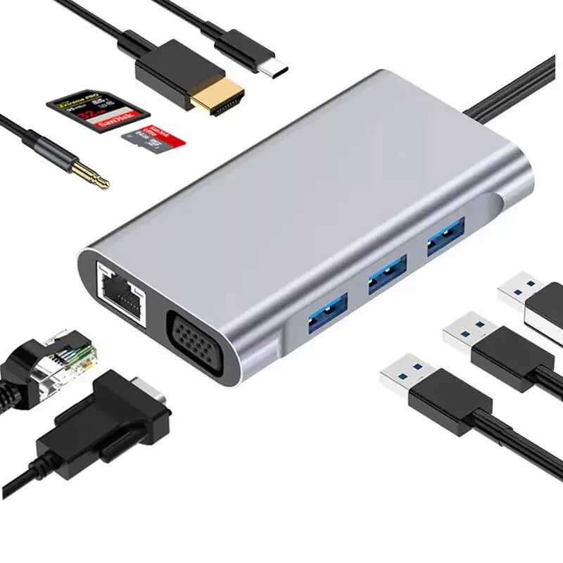 typec扩展坞转接器HDMI/VGA/网口笔记本电脑拓展坞四六/八/十合一