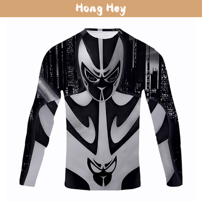 春秋男性欧美科技感长袖圆领T恤