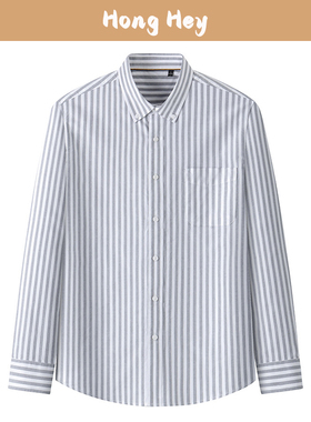 Pop New Cotton Men's Shirts Long Sleeves Striped Shirts