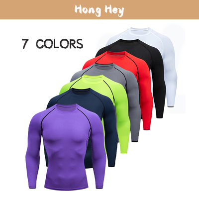 Men's Sports T-Shirt Crewneck Long Sleeves Fitting Gym Tops