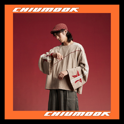 OSCILL  五角星七分袖圆领T恤