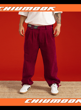 OSCILL 疯子签名款灯芯绒复古宽松工装裤子