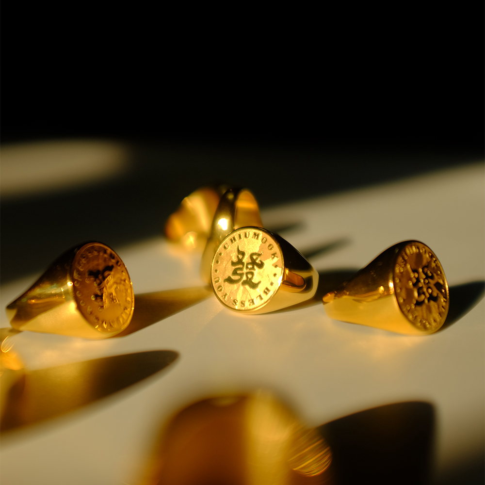 Chiumook 潮牧 我的發系列 发财印章钛钢戒指原创设计饰品男女