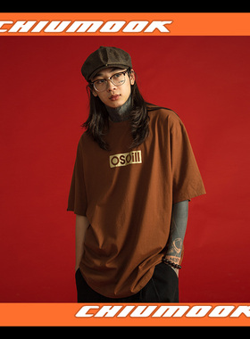 Oscill boxlogo方格标识印花宽松短袖T恤