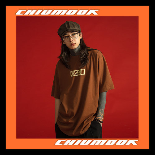 Oscill boxlogo方格标识印花宽松短袖T恤