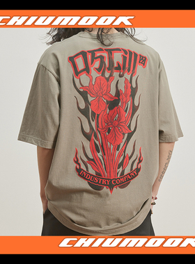 OSCILL 火焰鸢尾印花短袖T恤