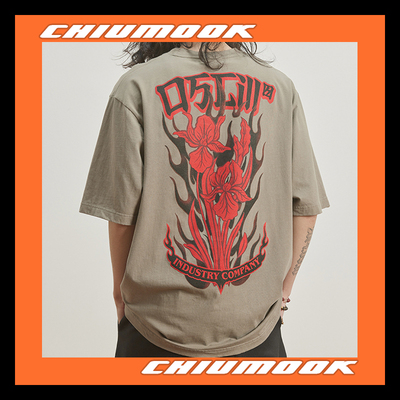 OSCILL 火焰鸢尾印花短袖T恤