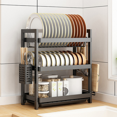 窄款碗碟收纳架厨房极窄碗筷沥水架小尺寸超窄台面三层碗盘置物架