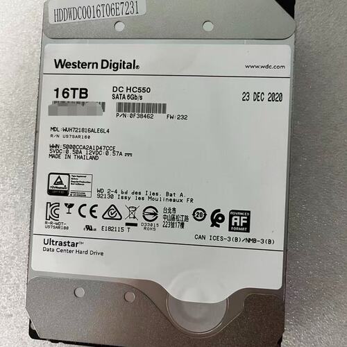 议价WD 16TB HC550 SATA6Gb/s 3.5寸企业可维修