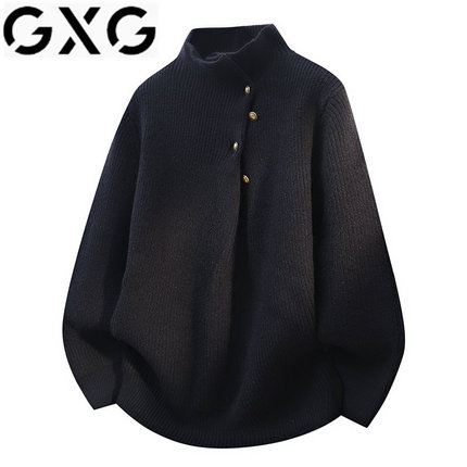 GXG毛衣男半高领设计感纽扣秋冬2025新款羊毛衫打底针织衫上衣男