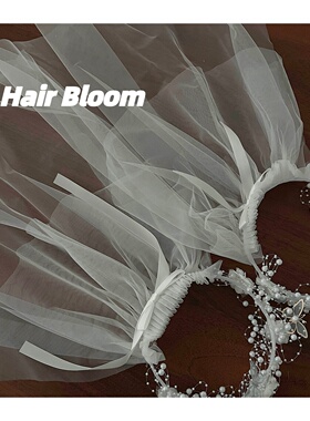 超仙儿童白色珍珠头纱花环女童公主生日发饰宝宝周岁甜美拍照头饰