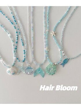 ins浅蓝海星贝壳女童项链