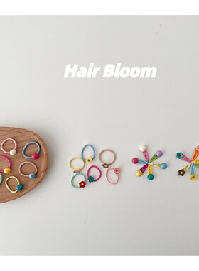 ins风儿童彩色花朵发夹发绳女童不伤发宝宝扎发甜美可爱百搭发饰