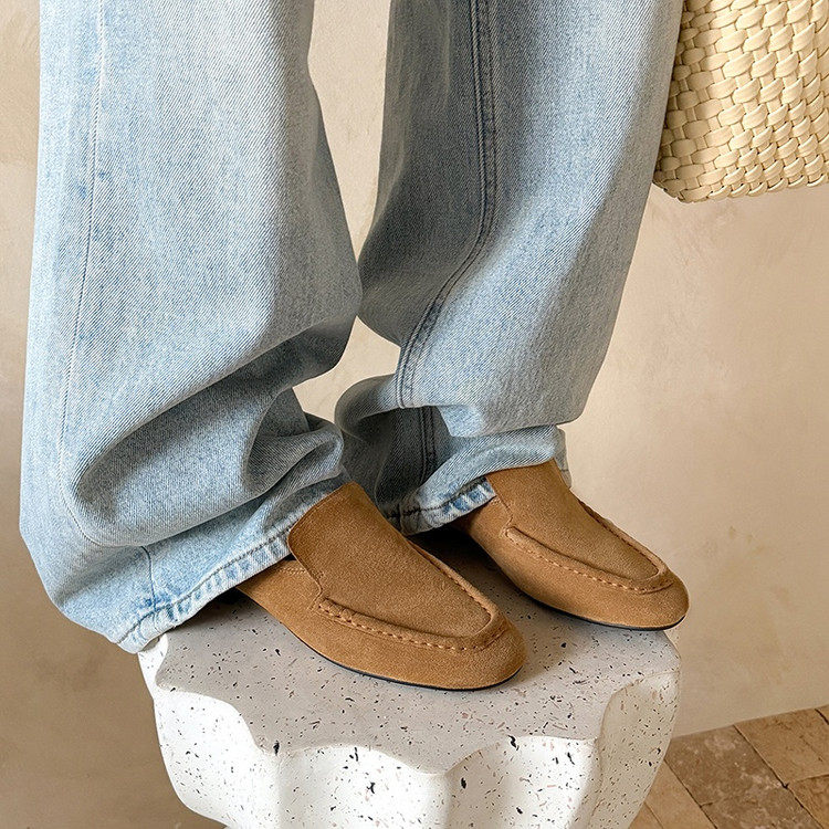 2cm极简老钱风绒面乐福鞋真皮时尚高级感软底舒适英伦风低跟单鞋,女鞋,乐福鞋（豆豆鞋）,淘宝优惠券,粉丝福利购,淘宝优惠卷
