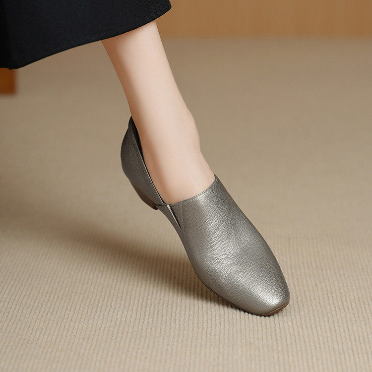 4cm法式软羊皮中跟单鞋女真皮方头深口小皮鞋软底通勤舒适奶奶鞋,女鞋,深口单鞋,淘宝优惠券,粉丝福利购,淘宝优惠卷
