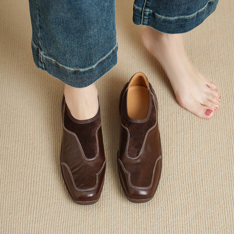 3cm真皮深口单鞋女2026新款一脚蹬软底乐福皮鞋舒适平底羊皮女鞋,女鞋,深口单鞋,淘宝优惠券,粉丝福利购,淘宝优惠卷