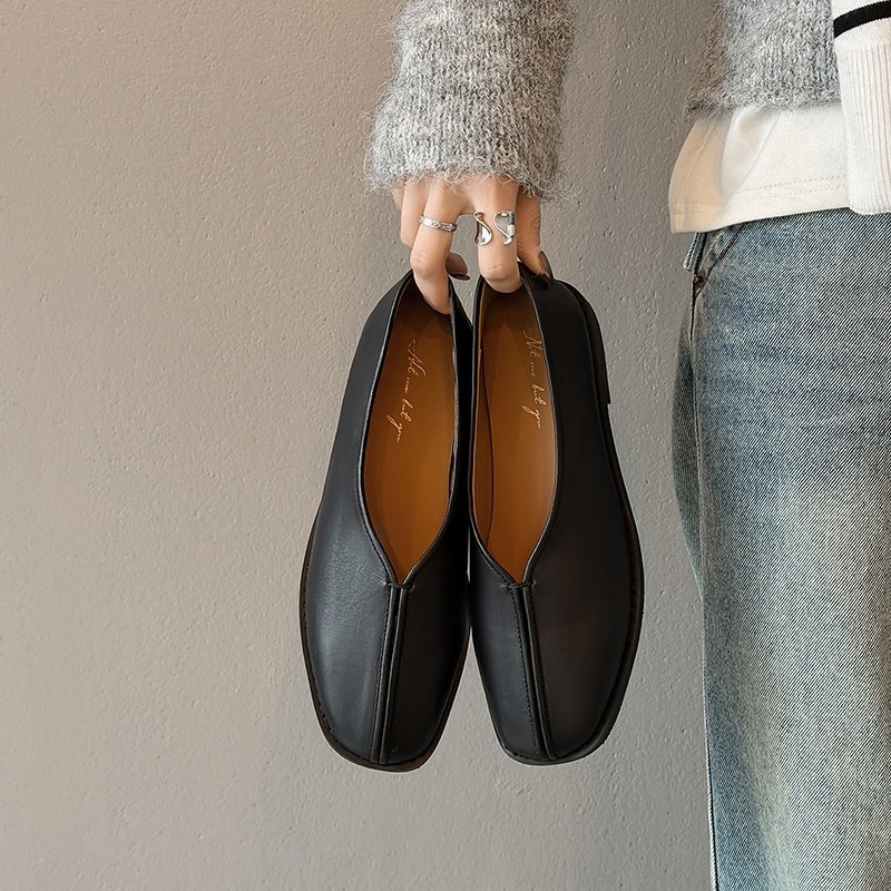 1.5cm方头平底橡胶2026早春新款深口单鞋简约低跟一脚蹬日常单鞋,女鞋,深口单鞋,淘宝优惠券,粉丝福利购,淘宝优惠卷