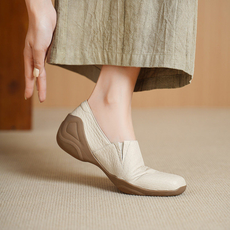 3cm软羊皮乐福单鞋女2026新款平底时尚一脚蹬小皮鞋软底休闲真皮,女鞋,深口单鞋,淘宝优惠券,粉丝福利购,淘宝优惠卷