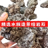 天然黑棕熔岩石火山石过滤材料 水族鱼缸水草造景石莫斯素材颗粒
