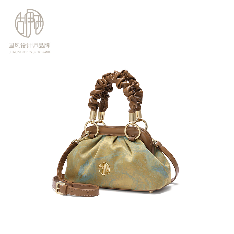 【宝藏品牌】古伊西新中式高级感提花手提包中国风小众口夹包斜挎