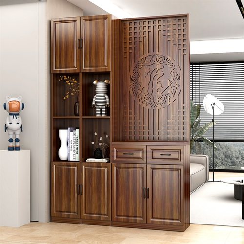 新中式玄关柜屏风隔断客厅入户正对门遮挡进门福字酒柜鞋柜一体