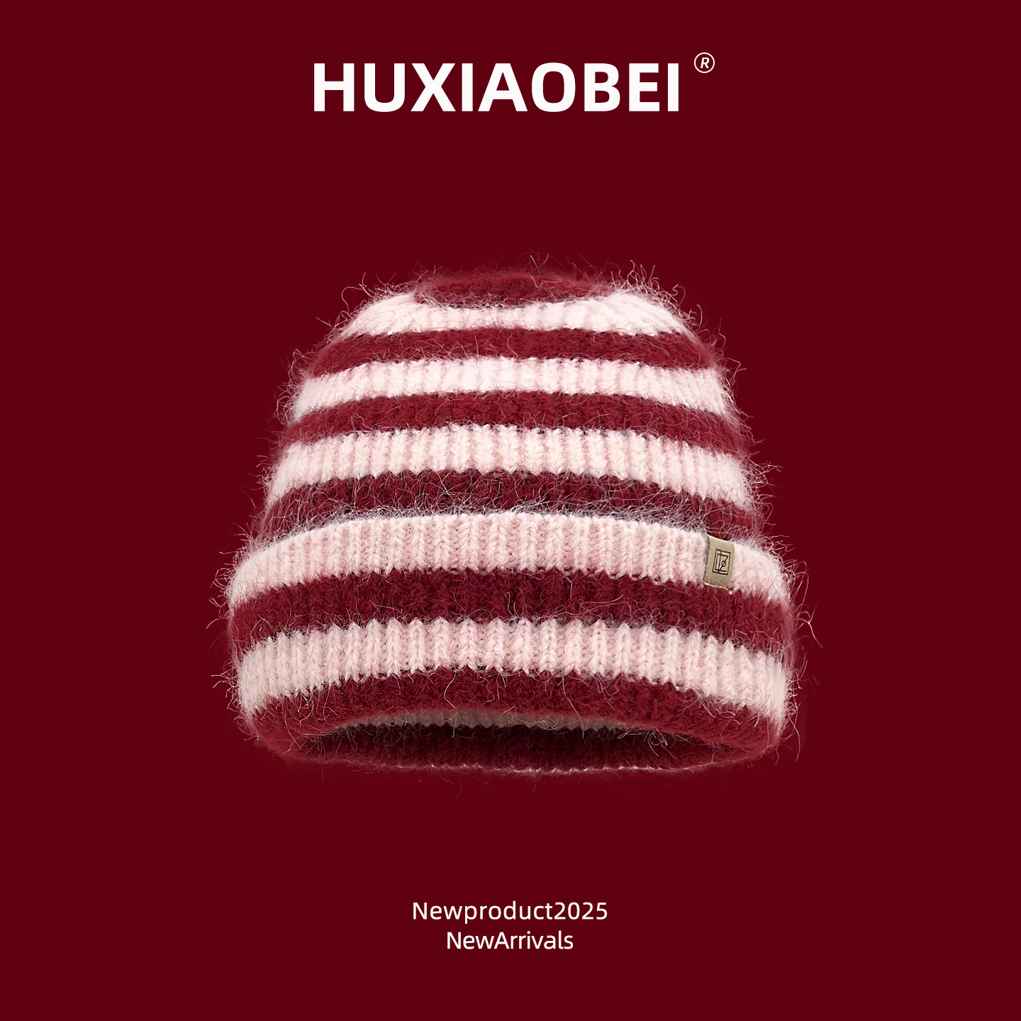 简约条纹小标毛线帽女秋冬保暖