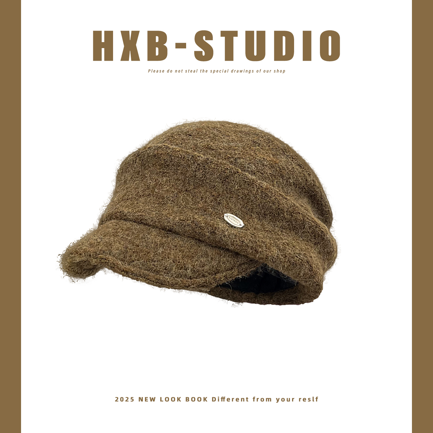 出游复古女秋冬宽檐褶皱八角帽