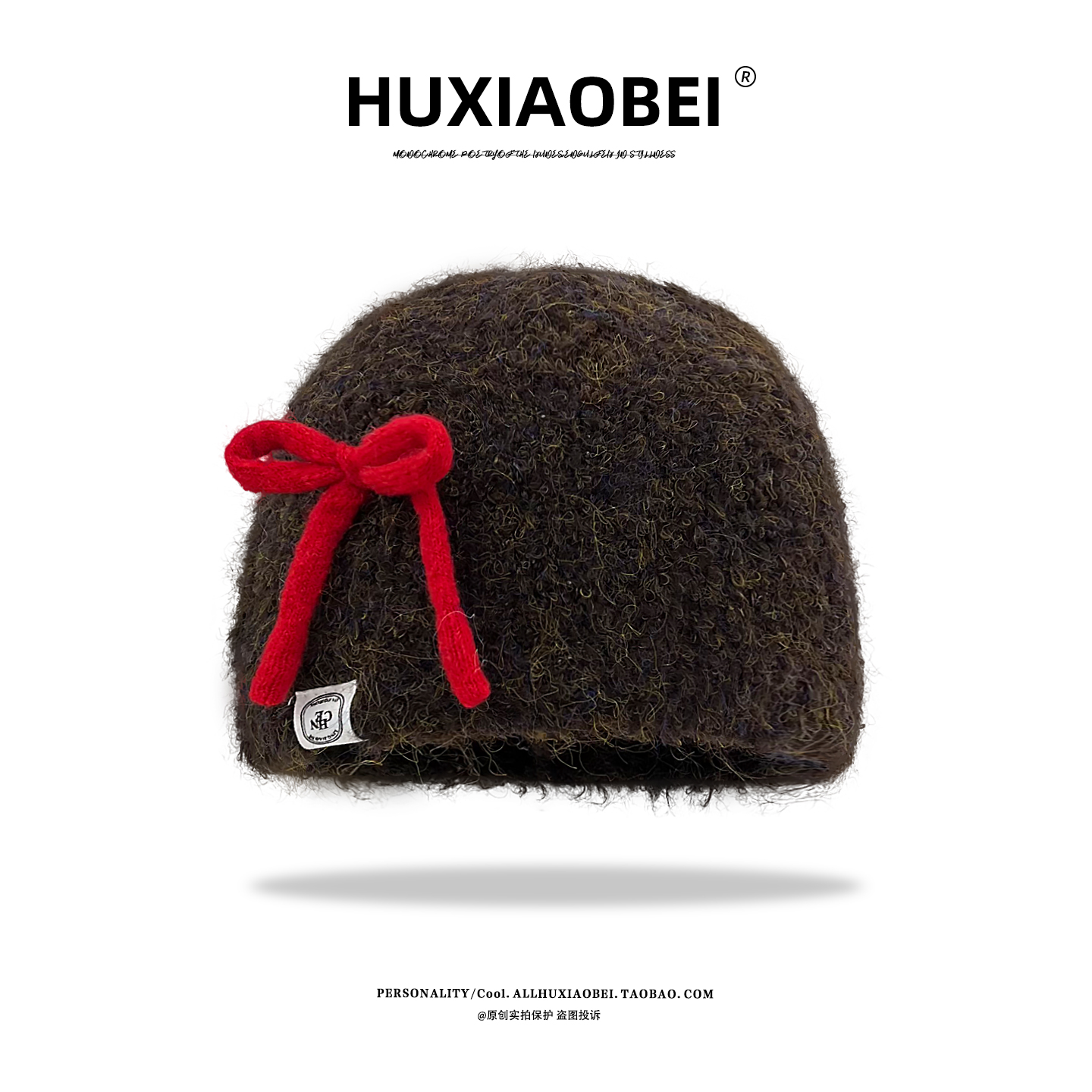 甜美蝴蝶结氛围感针织保暖套头帽