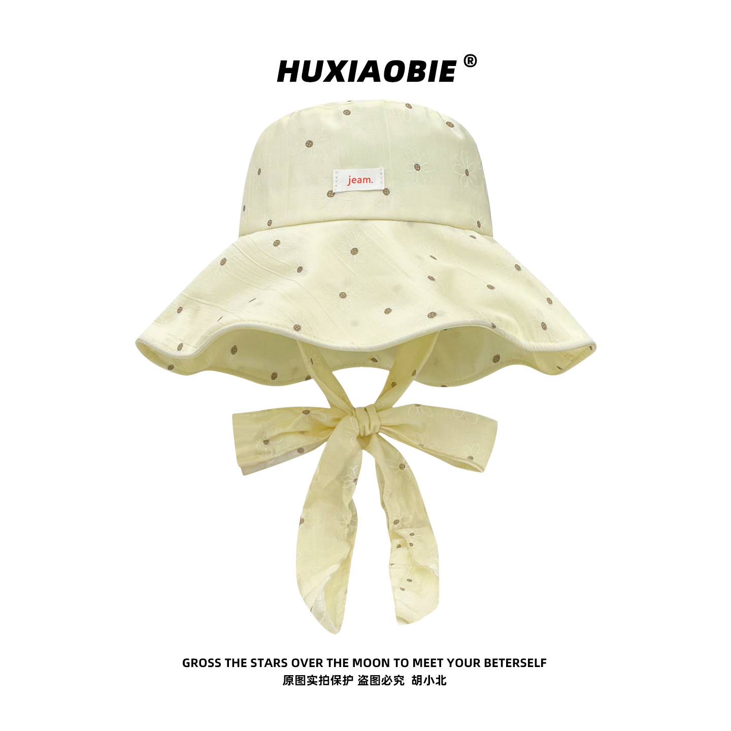 韩版小清新波点渔夫帽女春夏薄款可折叠大檐防晒飘带甜美出游帽子