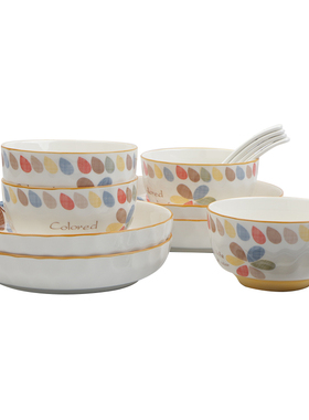 敏杨 七彩旋律16头礼盒餐具套装 家用吃饭碗碟汤碗面碗节日送礼