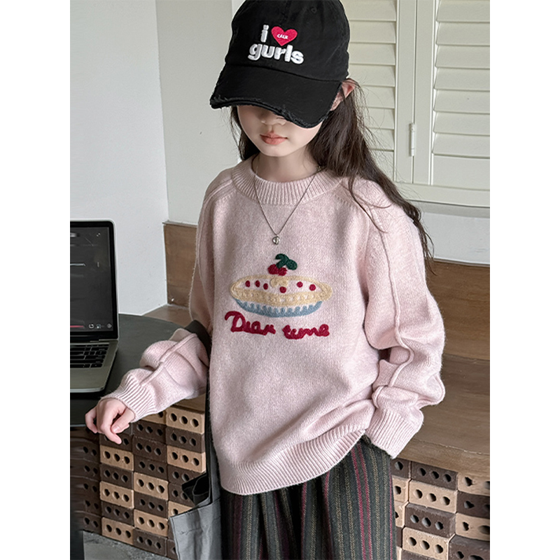 女童毛衣秋冬2025新款儿童内搭女孩冬季加厚女大童冬款加绒打底衫